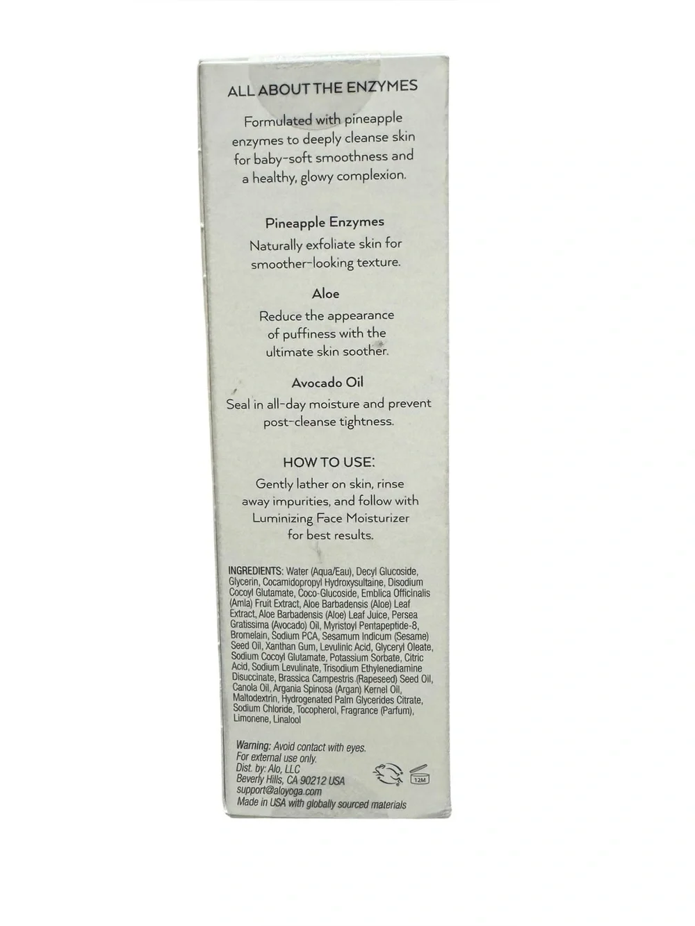 ALO Yoga Enzyme Facial Cleanser 3.2 fl oz $32 Retail NEW